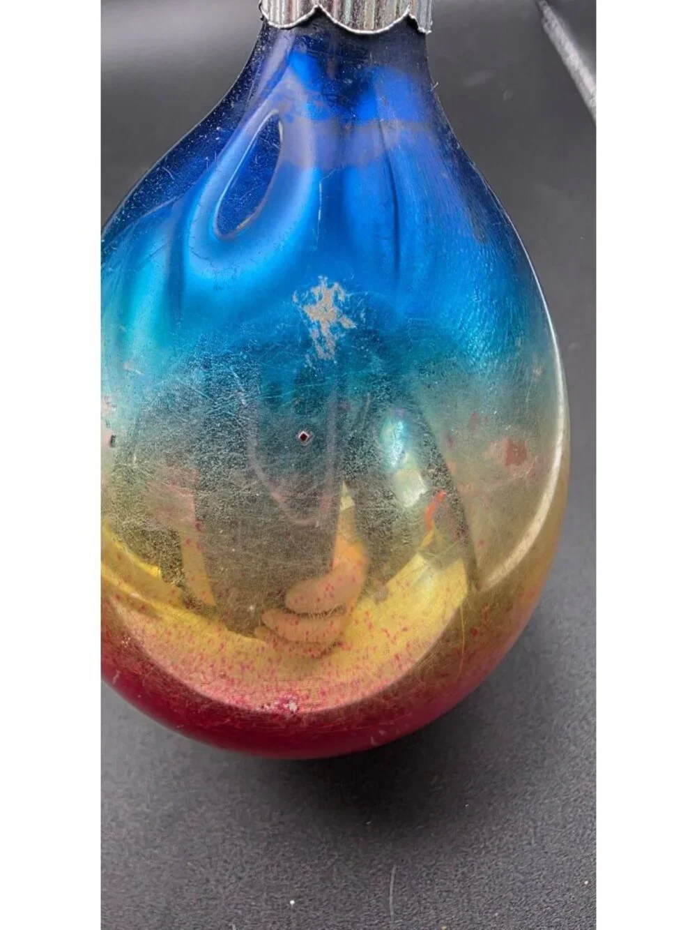 Vintage MCM Shiny Brite Ombre Tear Drop Mercury Glass Christmas Ornament